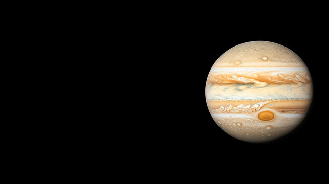 Planet Jupiter, with a big spot, on a dark background ,copy space. Elements of this image were furnished 