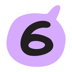 Number 6 in purple speech bubble. Flat illustration on white background.