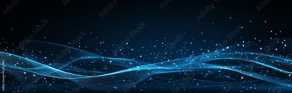 Poster a futuristic abstract 3d illustration of a data technology abstract on an abstract blue geometric ba