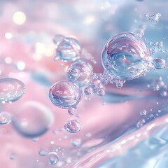 Liquid bubble,Liquid bubblepink, Molecule inside Liquid Bubble on water