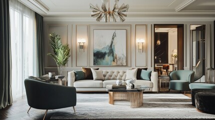 Interior design with a mix of contemporary and classic styles