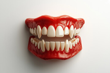 Naklejka premium human or vampire jaws on a blank white background