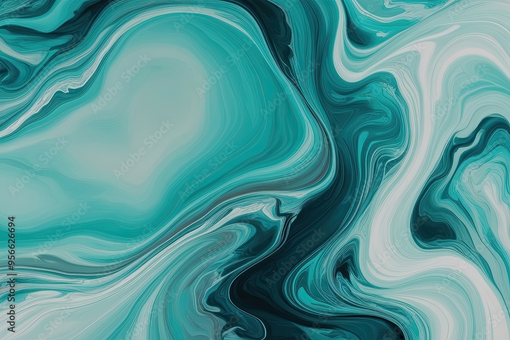 Poster tranquil aqua abstract background featuring dynamic fluid patterns