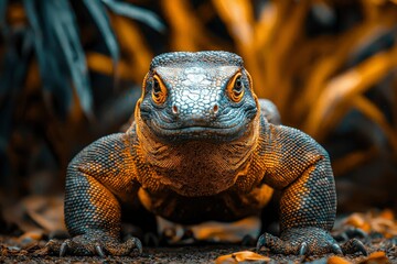 Close-up of a large lizard with sharp claws