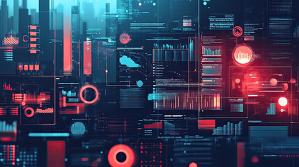 Obraz premium Digital illustration of business automation processes, with sleek graphs for distribution and consumption analytics