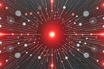 Breathtaking Digital Circuit Design Featuring Illuminated Connections and Data Points in Warm Red and Grey Shades