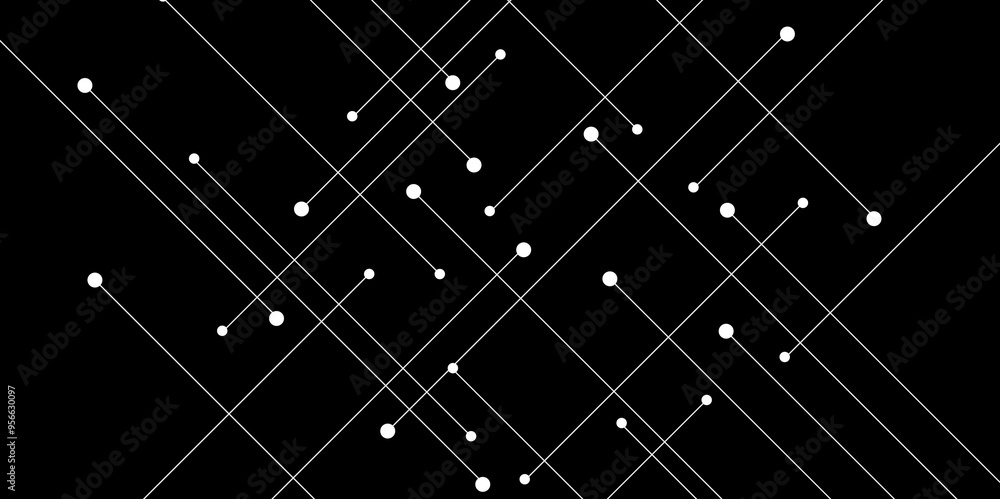 Fototapete abstract connecting dots and lines with geometric background. geometric plexus structure cybernetic 