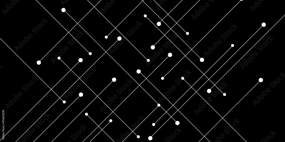 Fototapete abstract connecting dots and lines with geometric background. geometric plexus structure cybernetic 