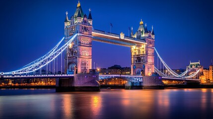 Obraz premium Tower Bridge at night, London, England, United Kingdom, Europe