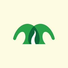 Fototapeta premium Green Fire Letter M Logo Design