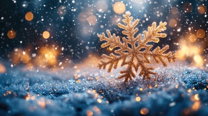 Fototapeta premium Miracle Christmas night featuring sparkling snowflakes and gentle snowfall.