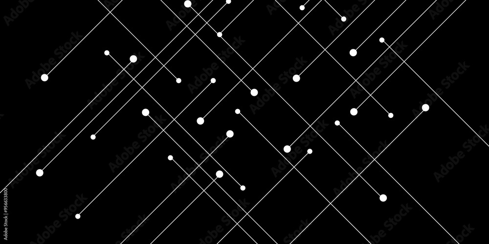 Fototapete abstract connecting dots and lines with geometric background. geometric plexus structure cybernetic 
