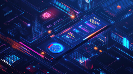 Fototapeta premium Illustration of advanced business process automation with modern graphs for monitoring distribution and consumption.2923d2022a16