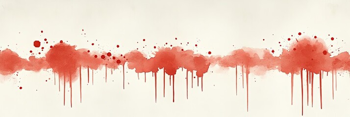Abstract Watercolor Design with Red Blots and Drips