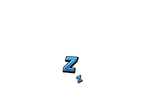 Sleeping Zzz text word, cartoon style. Transparent background or green background. 4K