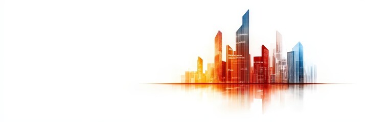 Fototapeta premium Abstract City Skyline with Reflection.