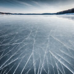 Frozen lake background with ice crack textures
