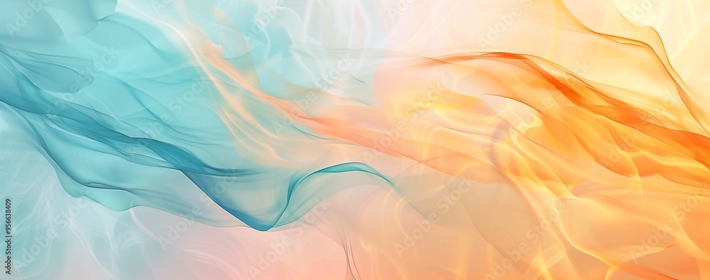 Aufkleber abstract background with soft color waves and flowing fabric, in the style of digital art.
