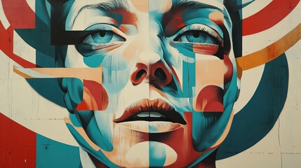 Abstract Graffiti Mural Depicting a Woman's Face