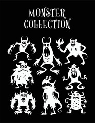 Vector collection of various cute monsters for halloween