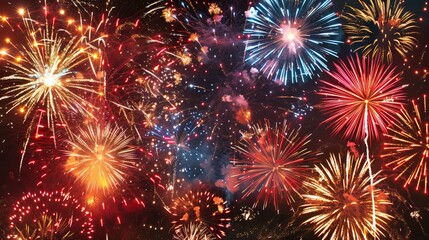 Fireworks Display in the Night Sky