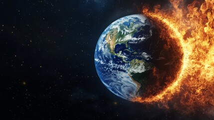 Obraz premium Catastrophic Collision: Earth in Flames