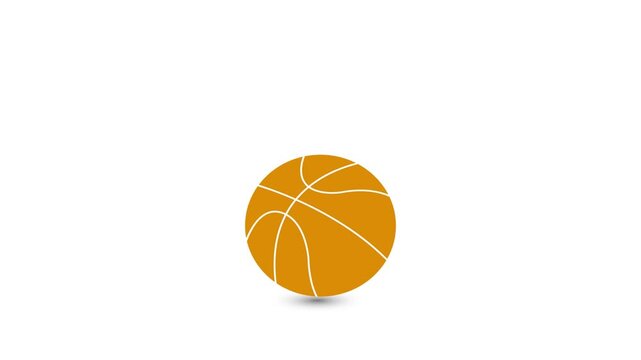Basket ball bouncing animation up and down isolated on a white background