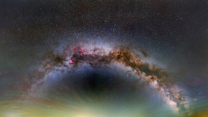 Panoramic view of the Milky Way Galaxy with Vibrant Star Fields