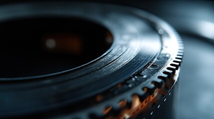 A macro shot of a film roll edge, with the perforations and the start of the film strip in focus.