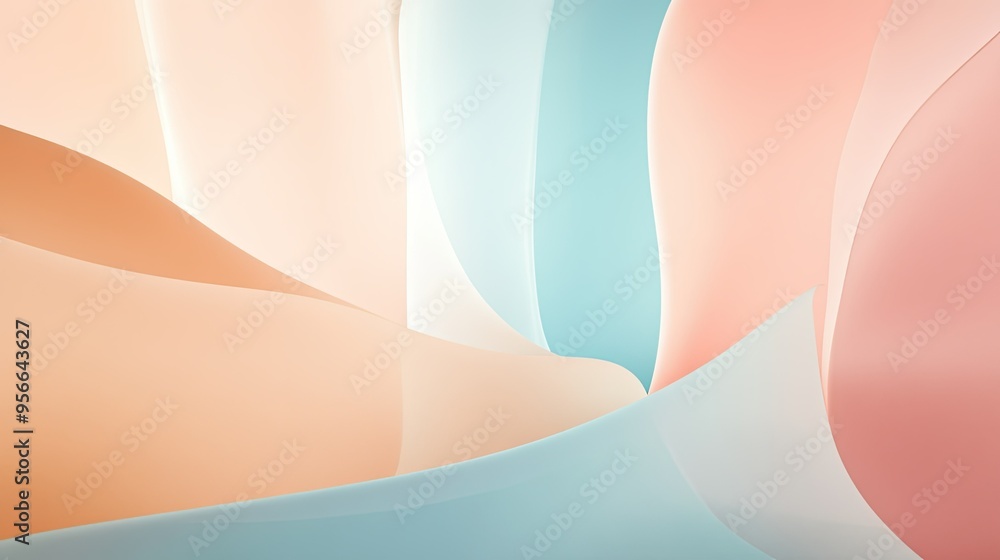 Poster a minimalist abstract background with a focus on symmetry and balance, using soft colors and simple 