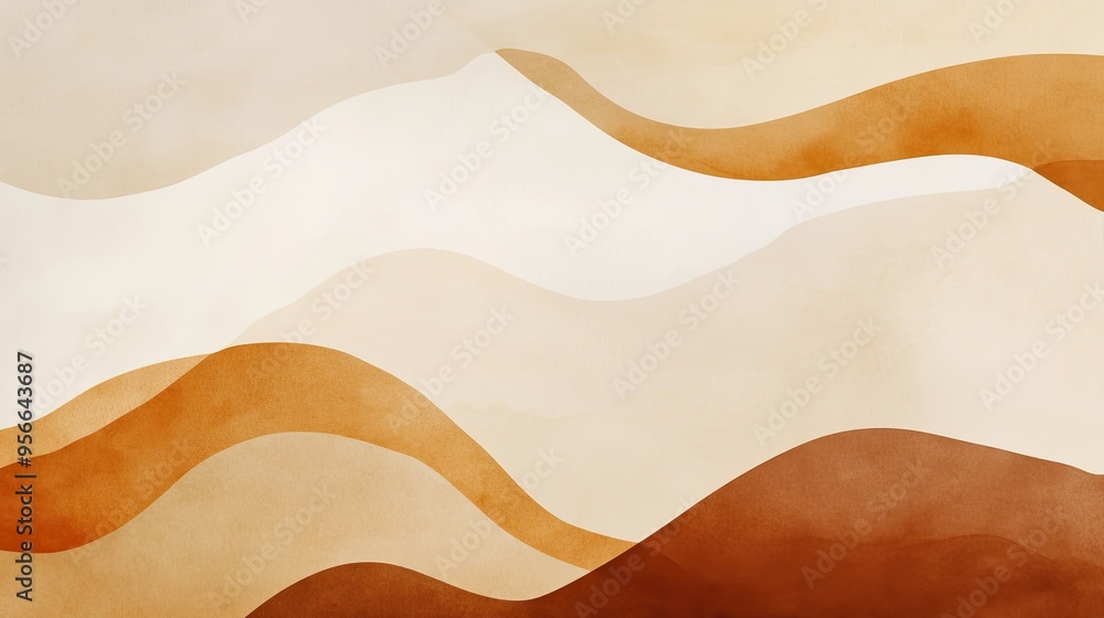 Poster a minimalist abstract background with flowing, organic shapes in neutral tones, creating a sense of 