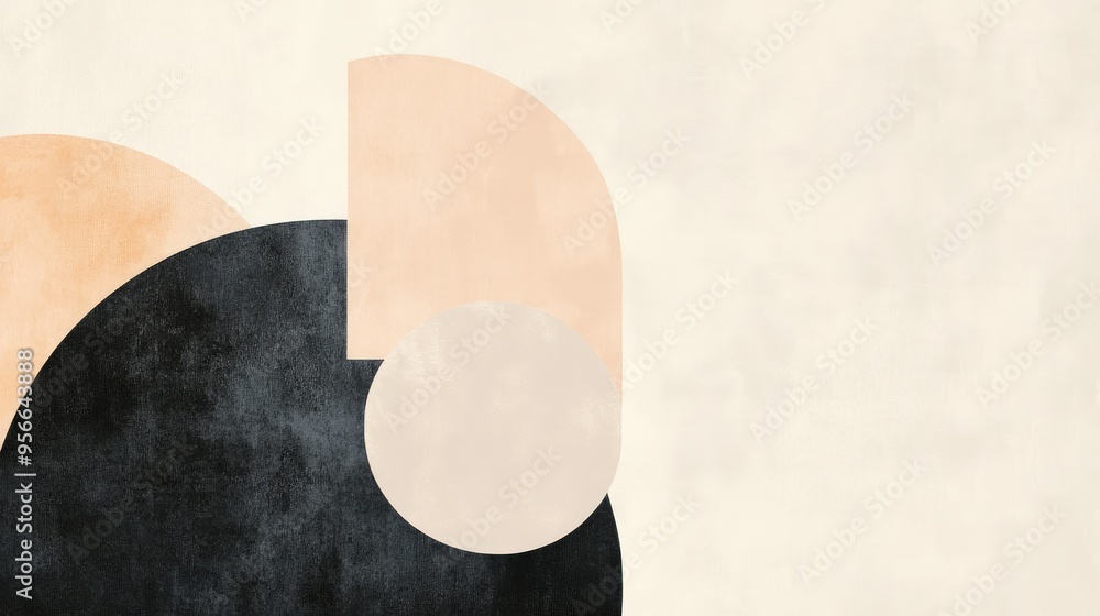 Poster a minimalist abstract background with simple geometric shapes in muted tones, creating a modern and 