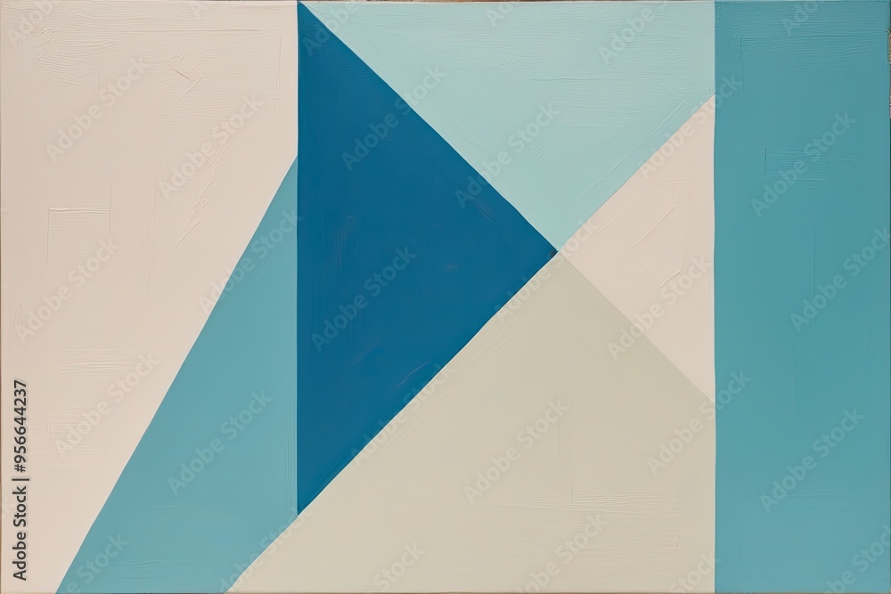 Poster light cerulean and pale beige canvas with angular design and cool color palette