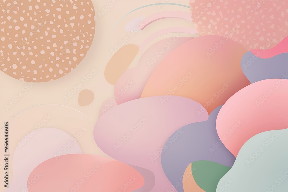 Poster delicate pastel abstract background with soft patterns and gentle shapes