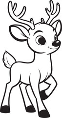 Cute reindeer outline Christmas-themed doodle for coloring.