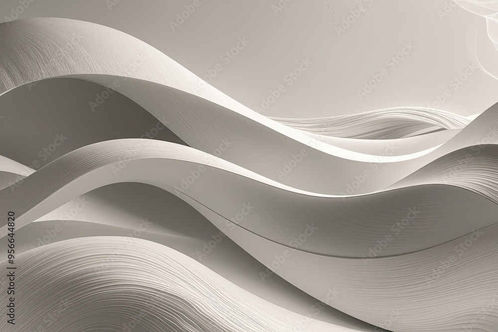 Poster ethereal white abstract design with flowing waves and soft textures