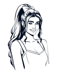 illustration of attractive young woman with high tail