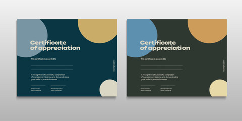 Certificate of appreciation template design. Elegant business diploma layout for training graduation or course completion. Vector background illustration.