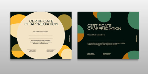 Certificate of appreciation template design. Elegant business diploma layout for training graduation or course completion. Vector background illustration.