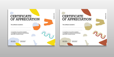 Certificate of appreciation template design. Elegant business diploma layout for training graduation or course completion. Vector background illustration.