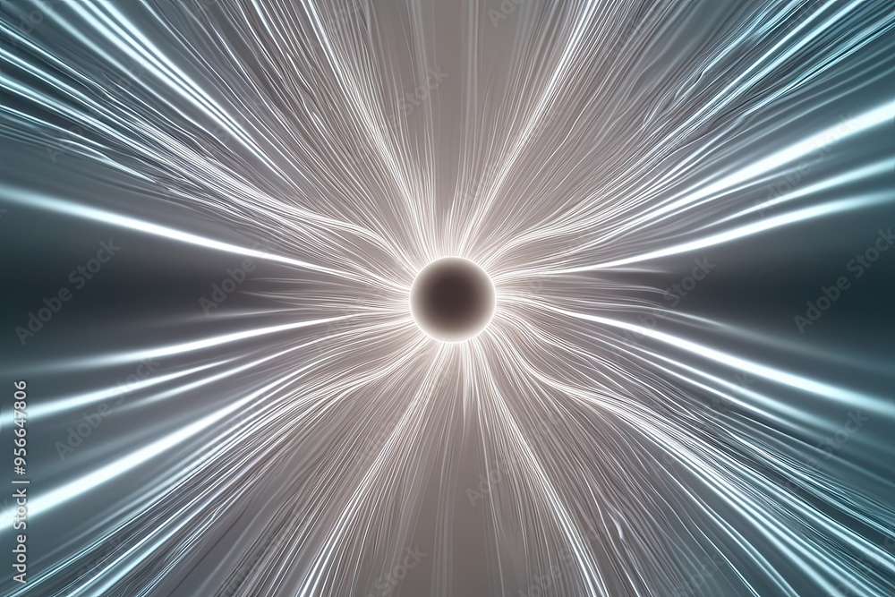 Poster 3d abstract white radiation visuals with pulsing waves and dynamic textures