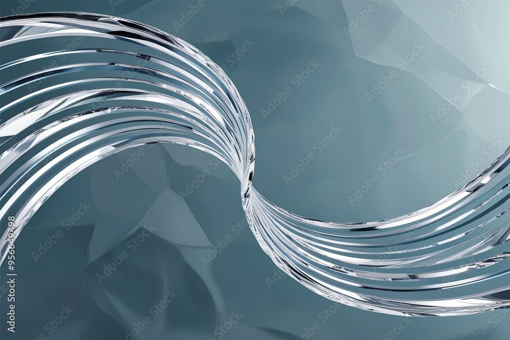 Poster curvilinear crystal abstract design with modern shapes and translucent background