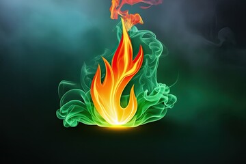 Fiery Green Smoke Eruption Outline with Colorful Effects