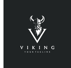viking man angry face logo vector illustration ink drawing style.