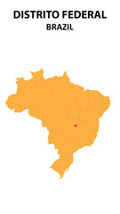 Fototapeta premium Distrito Federal Map is highlighted on the Brazil map with detailed state and region outlines.