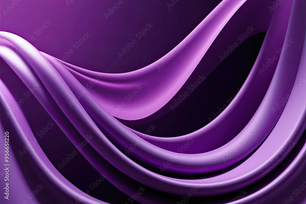 Poster futuristic 3d purple wavy background with smooth curves and dynamic flow