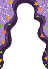 Spooky Halloween Frame with Stars and Webs