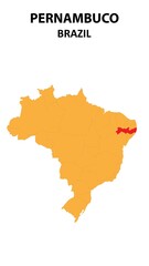 Pernambuco Map is highlighted on the Brazil map with detailed state and region outlines.