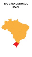 Rio Grande do Sul Map is highlighted on the Brazil map with detailed state and region outlines.