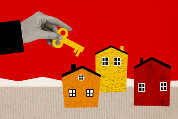Composite trend artwork sketch image photo collage of real estate agent apartment house village...